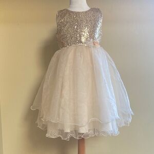 Elegant Gold and Cream Girls Holiday Wedding Cruise Party Special Occasion Dress